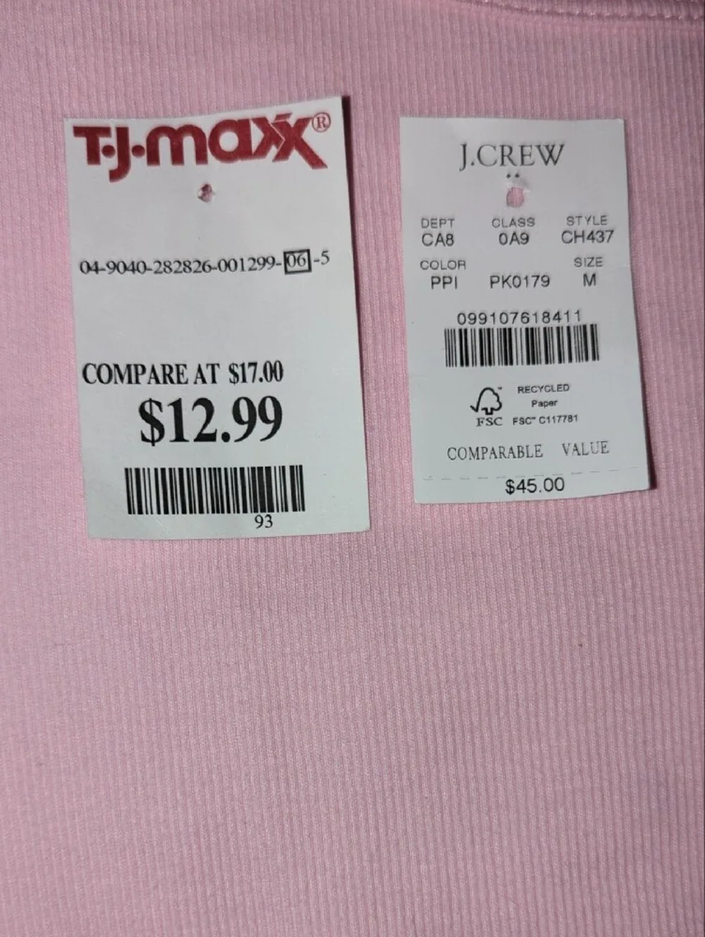 J. Crew Light Pink Short Sleeve Crewneck Tee